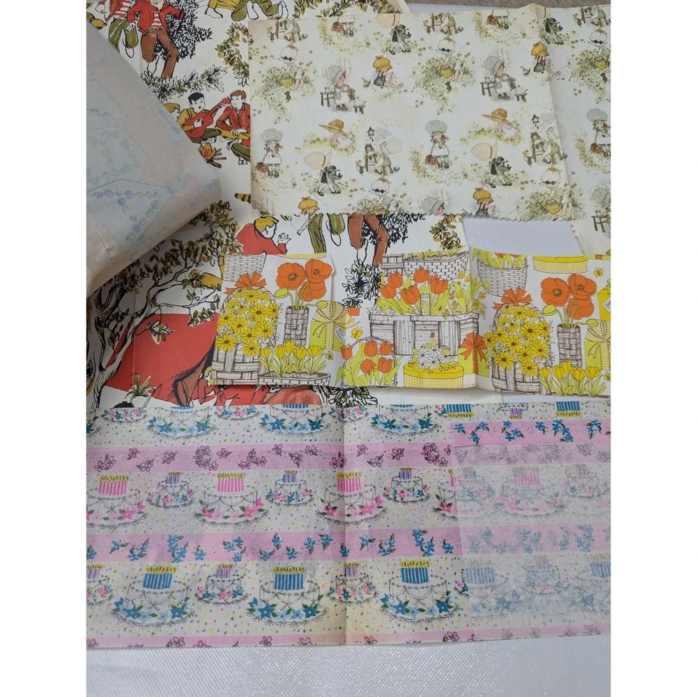 New and Used‎ Vintage Gift Paper 60s 70s Prints Baby Shower Kids Weddings Lot